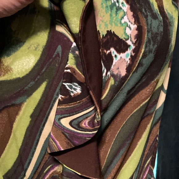 Rabbit Rabbit Rabbit acrylic pour pattern ruffle front gathered neckline dress 8 - Picture 3 of 8